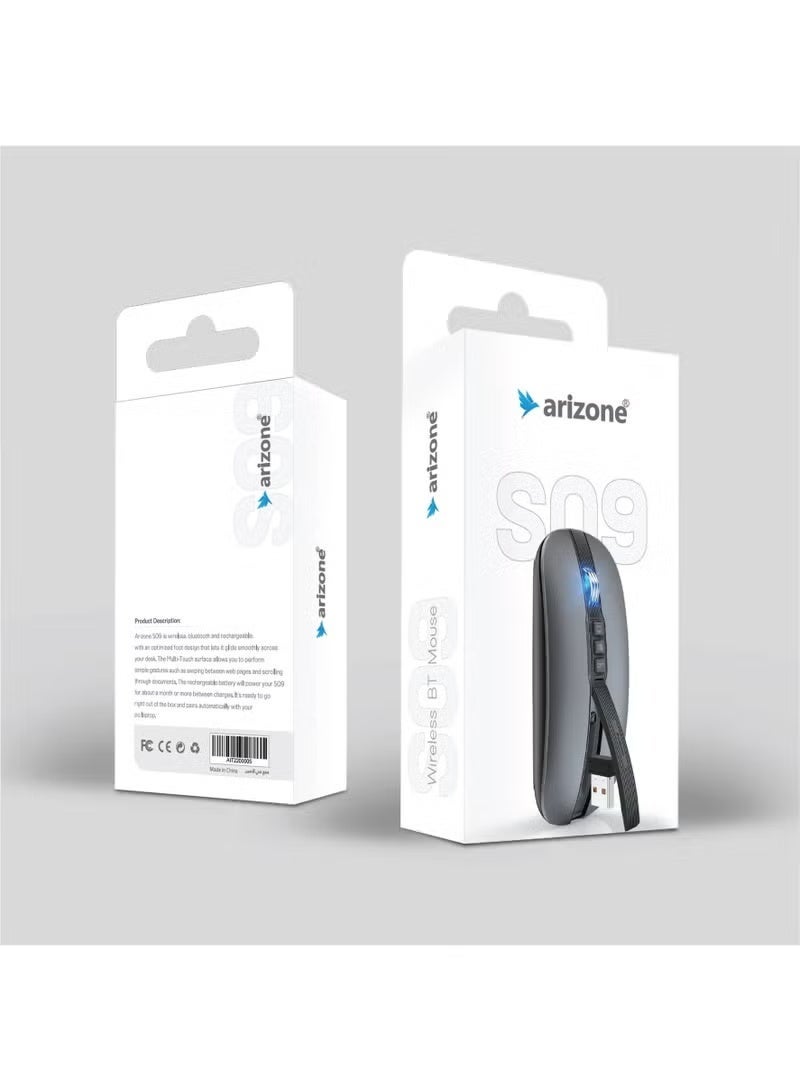arizone S09 Wireless Mouse, Rechargeable Wireless Silent Mouse, 2.4G Portable USB 2400 Dpi Optical Wireless Computer Mouse with USB Receiver - Image 5